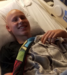 Photo of Matt, marrow transplant recipient, in the hospital